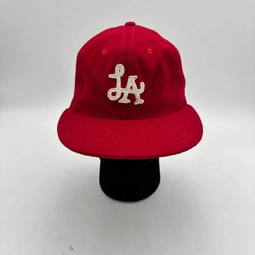 Vintage Ebbets Field Flannels Los Angeles Dodgers LA Wool Leather Strapback Hat